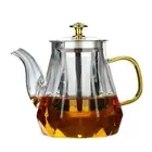 Elosung Elegant Glass Teapot With Gold Handle And Stainless Steel Infuser 800Ml