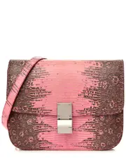 CELINE Grey Lizard Medium Classic Box Flap Bag (Authentic Pre-Loved)