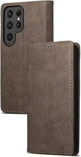 Wallet Case for Samsung Galaxy S25/S25 Plus/S25 Ultra, Magnetic Flip Retro Business Leather Case with Card Slots Kickstand Cover,S25 Plus,Brown