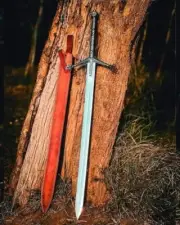 Damascus Steel Handmade scottish claymore sword with leather Sheath