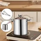 Stainless Steel Small Deep Fryer Pot with Lid for Fries Drumsticks Tempura