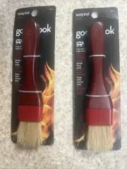 2 Pack Good Cook Bradshaw Wooden Handle Mens Adult Outdoor BBQ Basting Brush