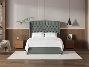 My Style Winged Headboard & Slimline Base - Queen / Seaglass / Standard Base