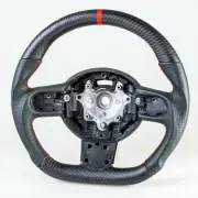 Flat Bottom Matte Carbon Leather Red Steering Wheel For Mini R55 R56 R57 R60 R61 (for: Mini)