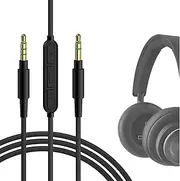 Geekria Audio Cable with Mic Compatible with B&O H95 HX H9i H8i, H9 H7 H6 Headphones, 1/8" (3.5mm) to 3.5mm Replacement Stereo Cord with Inline Microphone and Volume Control (4 ft/1.2 m)