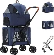 Dog Stroller Double Layer Pet Stroller, Dog Stroller for 2 Cats Dogs, Detachable Two-Layer Pet Travel Cart Pair