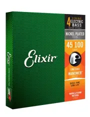 Elixir 14052 Nanoweb Coated NPS Bass Guitar Strings; long scale gauges 45-100