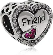 [Luckybeads - Heart & Love Charm] Friend Charm 925 Sterling Silver Friendship Charm Heart Charm fit Christmas Charm Bracelet