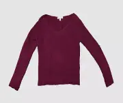 $250 Neiman Marcus Women Red Cashmere V-Neck Pullover Long Sleeve Sweater Size M