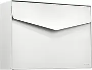 MEFA 112020DE Letter Box (Colour White, Post Box with Safety Lock, Letter Design, Size 312 x 430 x 128 mm)
