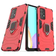For Samsung Galaxy A52 5G/4G Plastic Shockproof Protective Case, Magnetic Ring Holder, Red