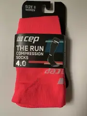 CEP WOMEN's The Run 4.0 - PINK/BLACK Compression Tall Socks - WP204R2- Size II