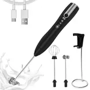Handheld Electric Milk Frother Foam Maker Coffee Whisk Drink Mixer Wand Egg Beat (Black)