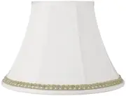 White Large Lamp Shade with Lace and Rhinestone Trim 9" Top x 18" Bottom x 13"H
