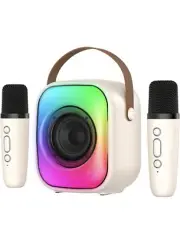 Mini Karaoke Machine with Two Wireless Microphones Portable Bluetooth Speaker...