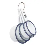 4pc Blue White Enamel Measuring Cups Set Kitchen Baking Flour Cooking Spoons