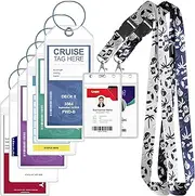 GIBOPOB 6 Pack Cruise Luggage Tag Holder, 2 Pack Cruise Lanyard for Ship Cards, for Royal Caribbean & Celebrity, Carnival, Holland, MSC, NCL, Princess etc. Cruise Essentials 2024. White+Navy