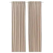SANELA curtains, 1 pair, light beige/with heading tape, 140x250 cm