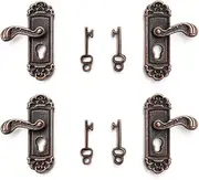 Odoria 1/12 Scale Dolls House Miniature Door Lock with Key 2 Pair Left and Right Handle Dollhouse Accessories, Bronze