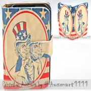 For HTC Series Mobile Phone - Uncle Sam Theme Print Wallet Phone Case Cover