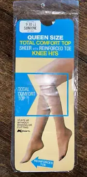 Kmart Nude/Suntone Sheer Reinforced Toe Knee High Size 9-11 Stockings Vintage