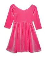 Worthy Threads Girls' Girls Twirly Dress in Pink Candy Stretch Velvet - Little Kid, Big Kid