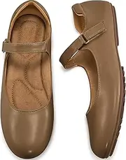 [Ablanczoom] Mary Jane Ballet Flats: Dressy Round Toe Ankle Strap Comfortable Dress Shoes for Work Office Business