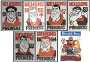 1955 - 2021 Melbourne Demons Weg Mark Knight Posters X 7 Premiership Poster