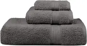 NGIRJKKLL Luxury Bath Towels Set (Pack of 3) | 1 Bath Towel, 1 Hand Towel & 1 Washcloth | 100% Combed Cotton (600 GSM) | Ultra-Soft & Absorbent | Quick-Drying & | Earth-Friendly(Charcoal,3 Piece Set)
