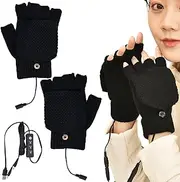 [Generic] Heated Fingerless Gloves - USB Thermal Gloves with Temperature Adjustment | Portable Heating Gloves Hand Warmer, Cold Weather Gear for Outdoor Activities