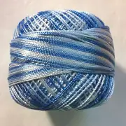 Variegated Blue White YarnArt Tulip #17332 Size 10 Microfiber Thread 50g 273y