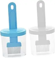 BESPORTBLE Grill Cleaning Brush Oil Brush Set Container for Sauce Cream Butter 2 Pack Random