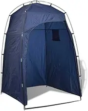 vidaXL Portable Shower/WC/Changing Tent - Blue, Fibreglass Pole, Ideal for Public Places Like Parks and Beaches, Complete Privacy, Easy-Access Zipped Door, Two Inner Storage Compartments