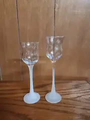 Set Of 2 Party Lite Frosted Stem Votive Tealight Holder