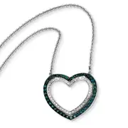 14k White Gold Blue and White Diamond Heart Pendant