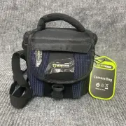 EveCase Small Camera Bag Black Multi Storage Zipper Pockets Shoulder Strap Nylon