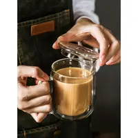 在飛比找蝦皮購物優惠-雙層 隔熱 玻璃杯 喝水 咖啡杯 創意 透明 帶把 有蓋 茶