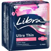 Libra Ultra Thins Pads Wings Super 12 Pack