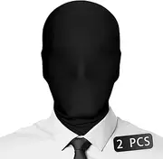 VZQI 2 Pieces Full Face Mask Black 2nd Skin Masks Halloween Cosplay Spandex Hood for Unisex Cloth