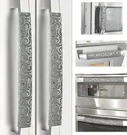 Refrigerator Door Handle Covers, Set of 6, Non-Slip Fridge Handle Covers, Washable Appliance Handle Covers, Keep Your Kitchen Clean, Microwave Oven Dishwasher Handle Protector(Gray, Silver pattern)