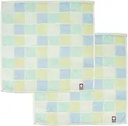 Nishio IBT-508-02-2P Imabari Towel Certified Hand Towel, Women's, Set of 2, Made in Japan, 100% Cotton, 9.8 inches (25 cm), Double-Sided Pile, Water Absorbent, Checkered Pattern, Women's Imabari Towel