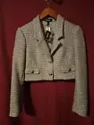 Express Sage Green Tweed Sequin Preppy Classic Office Cropped Blazer Size XS NWT