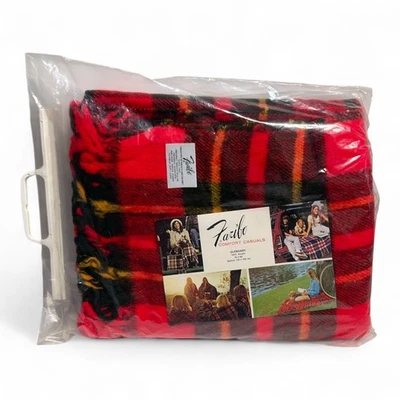 Vintage Faribo COMFORT CASUALS Red Plaid GLENGARY 100% Acrylic made in USA
