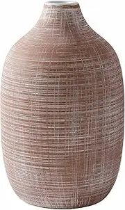 ALMA 9 in Narrow Mouth Terracotta Colored Ceramic Vase for Pampas Grass|Rustic Vase for Modern Farmhouse |Boho Vase for Coffee Table Decor, Entryway Table, Bookshelf, Mantel Decor