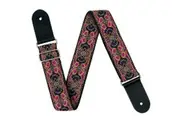 Guitar Strap - XTR 2 Inch Black Deluxe Poly Cotton 60's Pink Paisley
