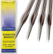 Micro Paint Brush Detail Set - Ultra Fine Tip Mini Brushes, Brown