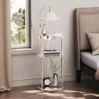 Clear Acrylic Side Table Double Layer Small Table for Hallway Bedroom Office