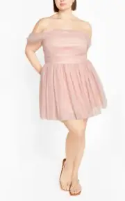 CITY CHIC Lulu Dress in Dusty Pink Plus Size Medium / 18 NWT [RRP $149.95]