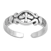 Filigree Cross Toe Ring 925 Sterling Silver 5mm Band Adjustable