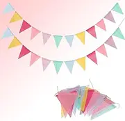2PCS Pennant Banner Flags Banners - Colorful Triangle Banners for Birthday, Easter, Classroom, School, Carnival Decor - Outdoor Burlap Bunting - Festive Party Decorations